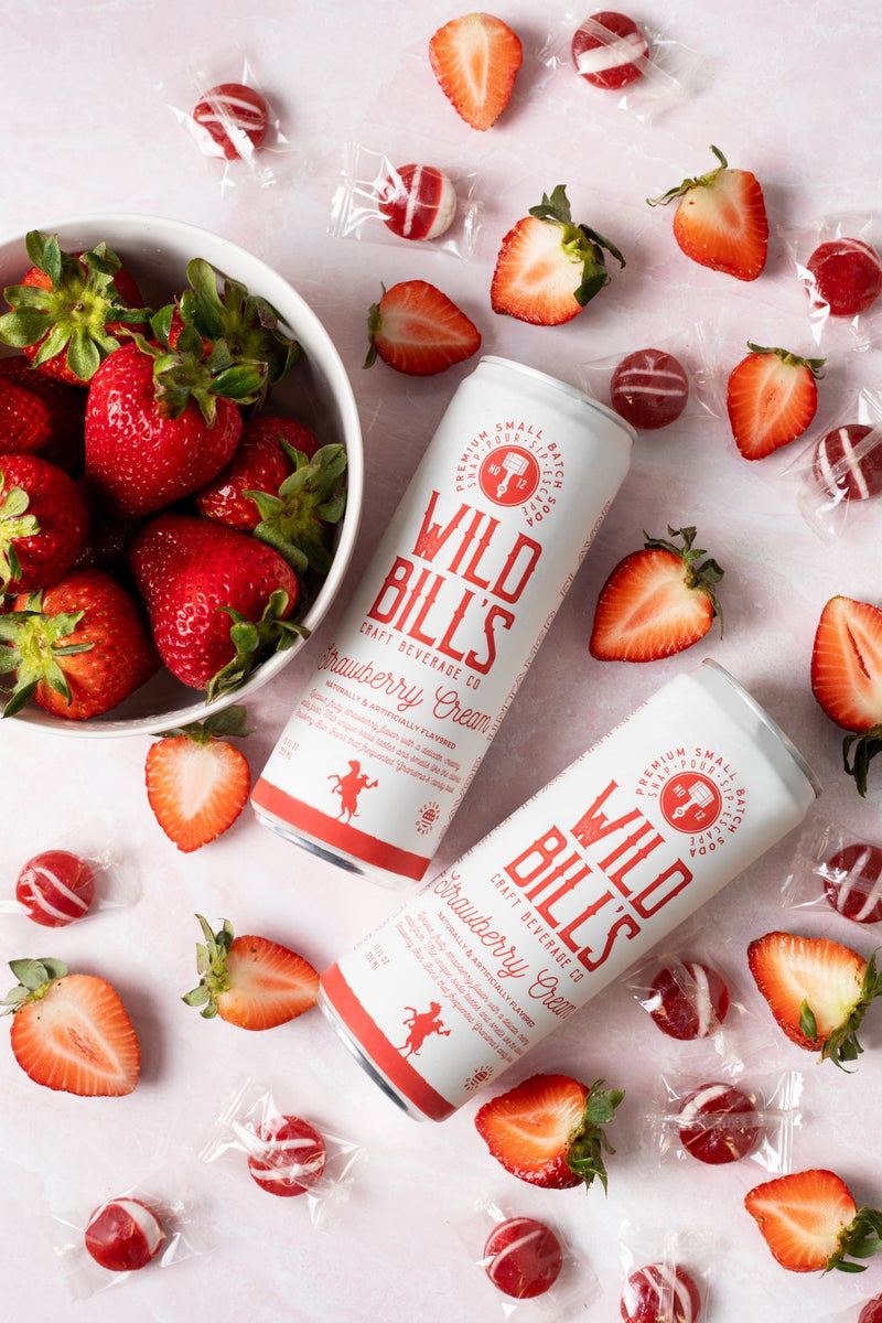 Wild Bill's Strawberry Cream Soda (12 Cans) Premium Cane