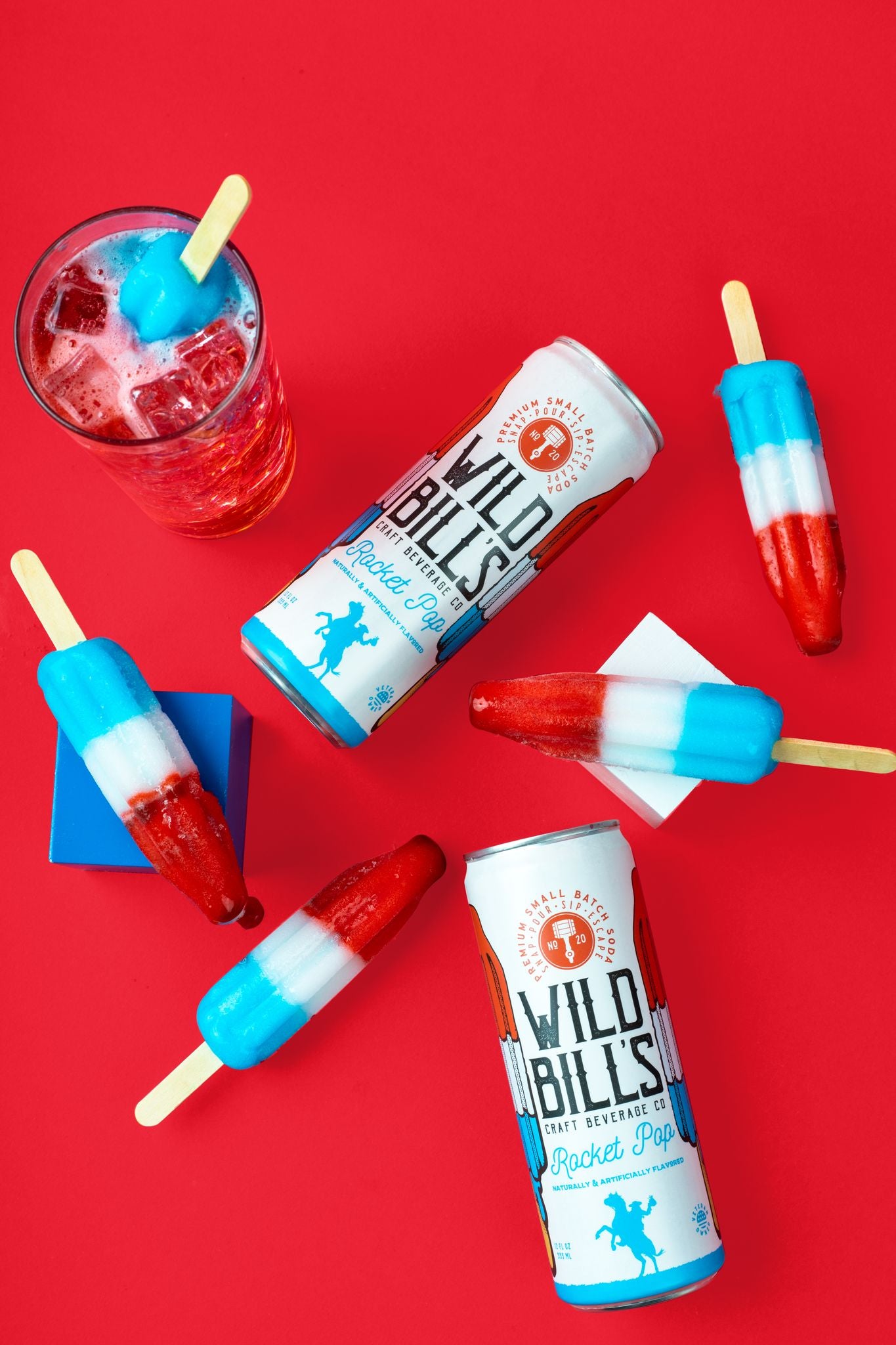 Wild Bill's Rocket Pop Soda (12 Cans) Premium Cane Sugar Pop